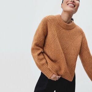 EVERLANE Diamond Stitch Cloud Crew Sweater Alpaca Merino Wool Pullover Small